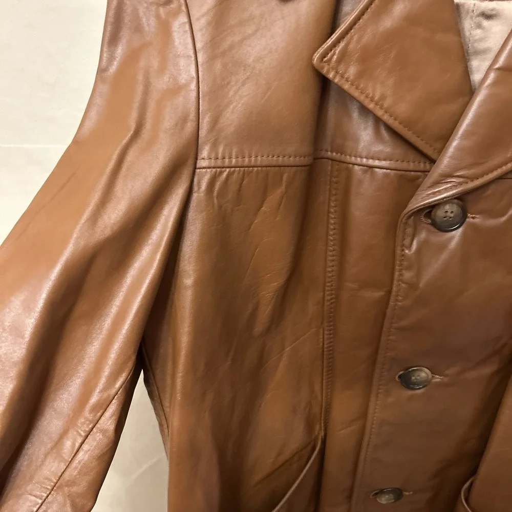 vintage cresco coat jacket Cognac‎ Brown Lapel Size 38